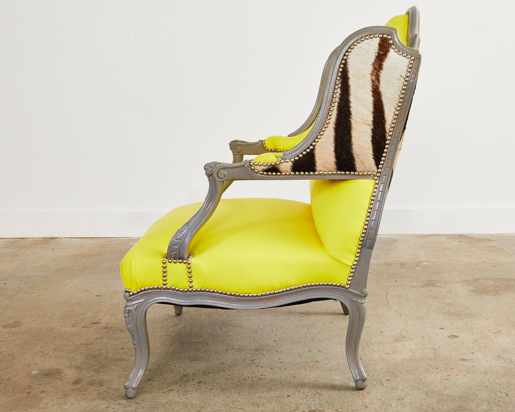Fauteuil a la Reine avec Oreilles Painted Wingback Chair by Ira Yeager