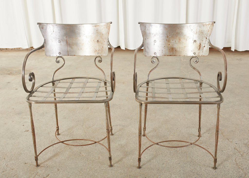 Set of Eight Metal Garden Dining Armchairs by Arhaus