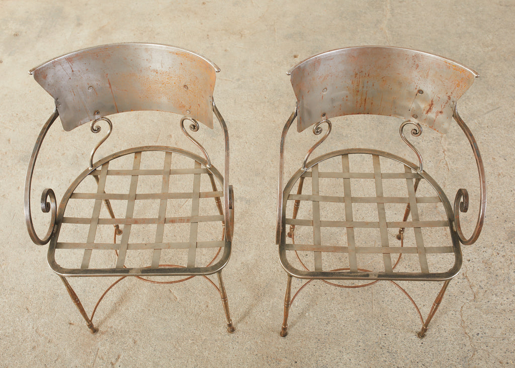 Set of Eight Metal Garden Dining Armchairs by Arhaus