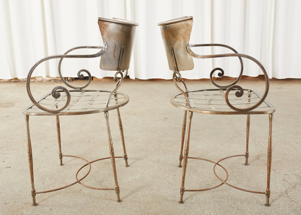 Set of Eight Metal Garden Dining Armchairs by Arhaus