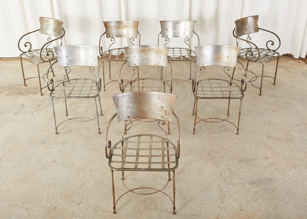 Set of Eight Metal Garden Dining Armchairs by Arhaus