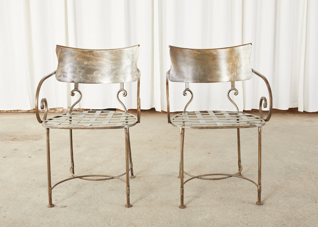 Set of Eight Metal Garden Dining Armchairs by Arhaus