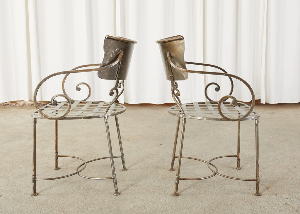 Set of Eight Metal Garden Dining Armchairs by Arhaus