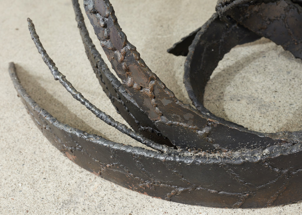 Midcentury Silas Seandel Brutalist Iron Torch Cut Cocktail Table