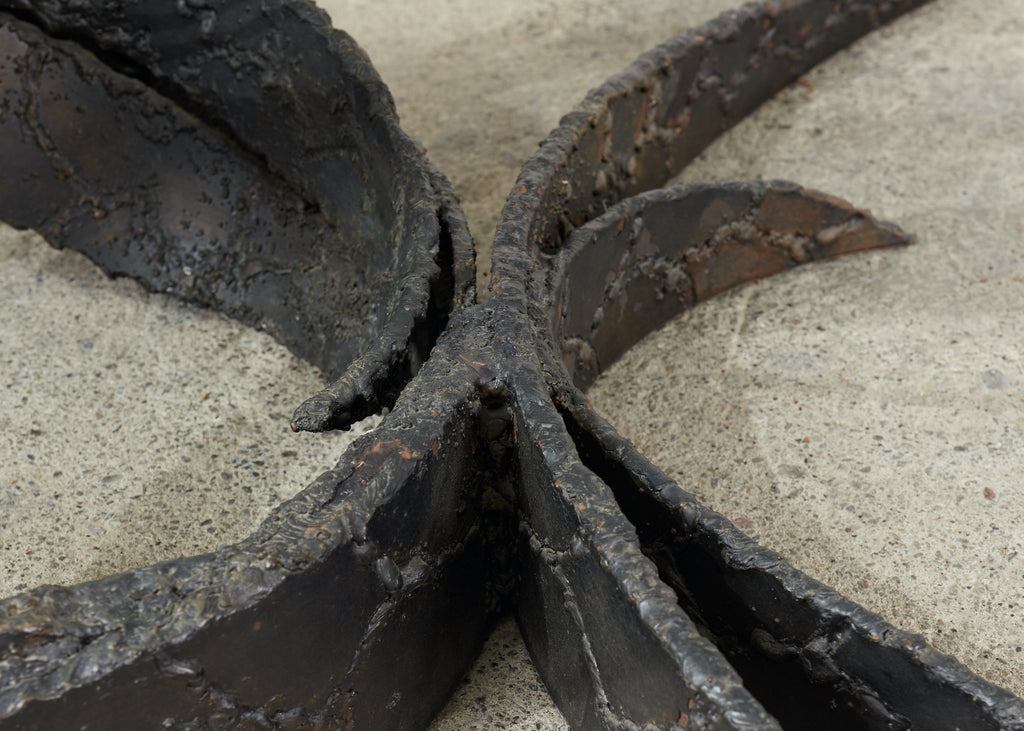 Midcentury Silas Seandel Brutalist Iron Torch Cut Cocktail Table