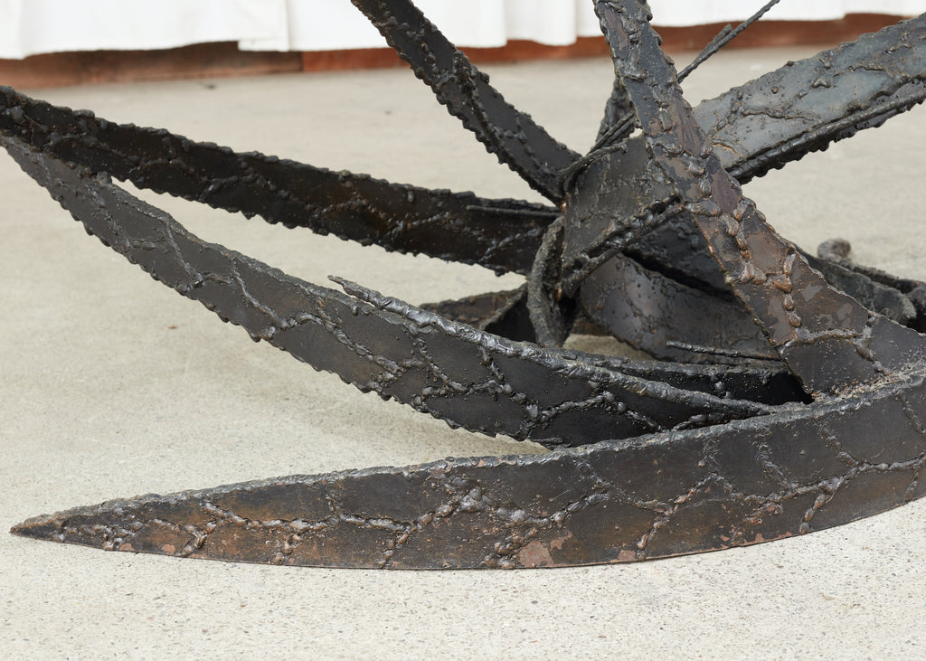 Midcentury Silas Seandel Brutalist Iron Torch Cut Cocktail Table