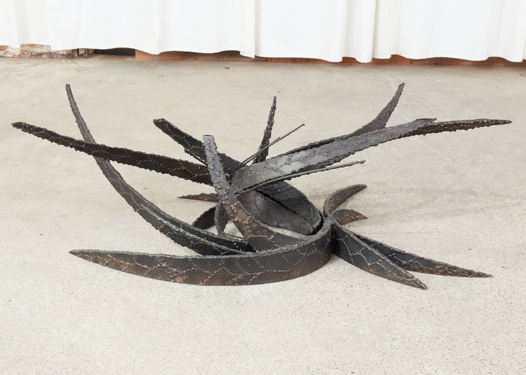 Midcentury Silas Seandel Brutalist Iron Torch Cut Cocktail Table
