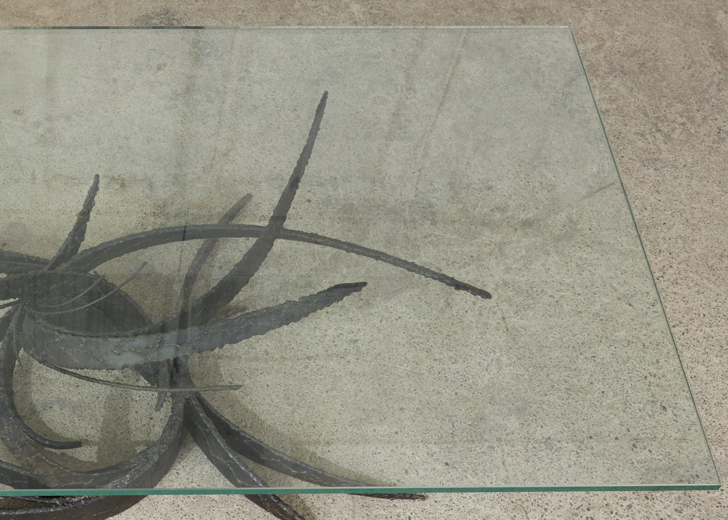 Midcentury Silas Seandel Brutalist Iron Torch Cut Cocktail Table