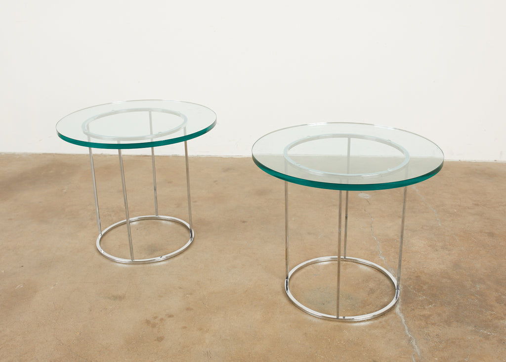 Pair of Milo Baughman Attributed Thin Line Chrome Drink Tables