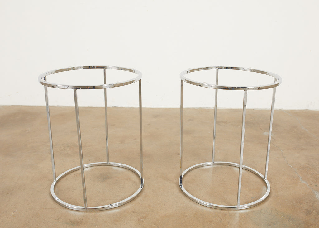 Pair of Milo Baughman Attributed Thin Line Chrome Drink Tables