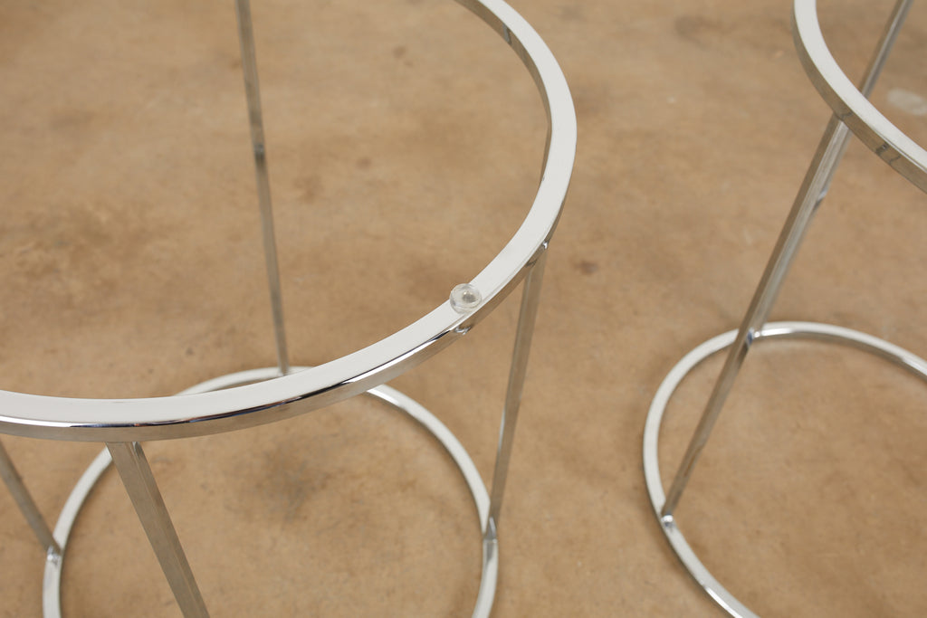 Pair of Milo Baughman Attributed Thin Line Chrome Drink Tables