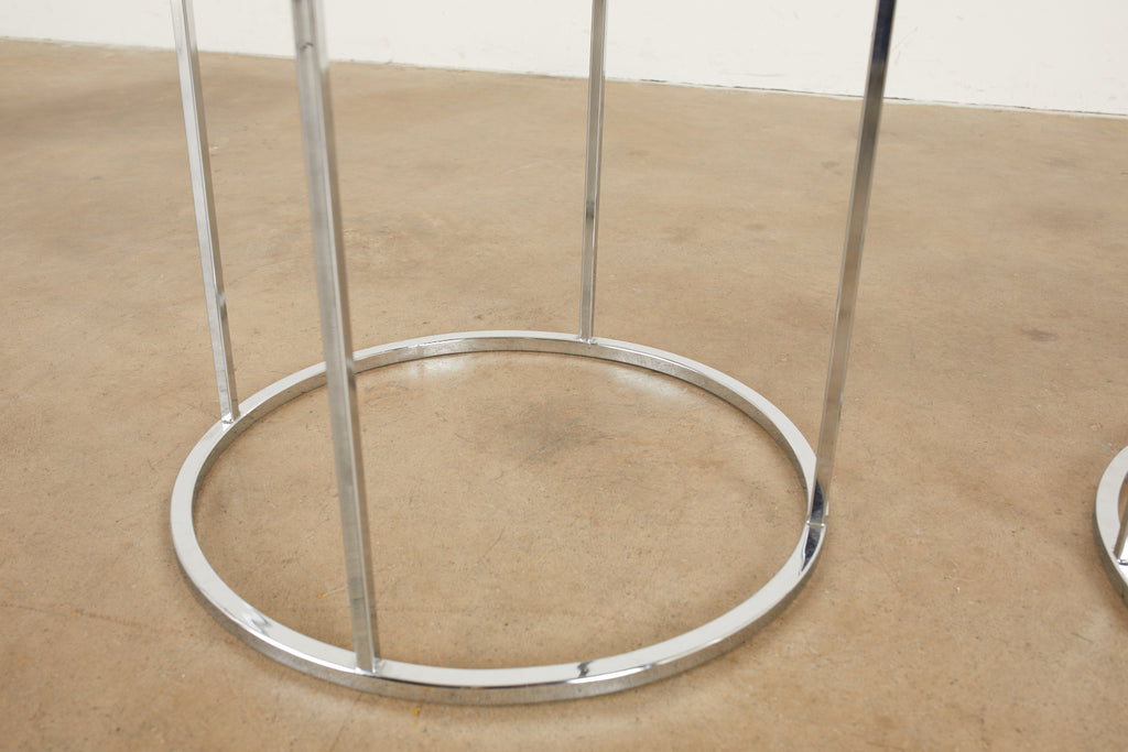 Pair of Milo Baughman Attributed Thin Line Chrome Drink Tables