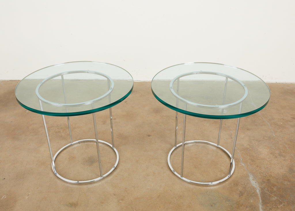 Pair of Milo Baughman Attributed Thin Line Chrome Drink Tables