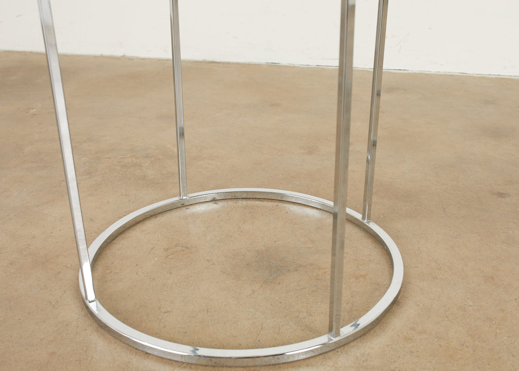 Pair of Milo Baughman Attributed Thin Line Chrome Drink Tables