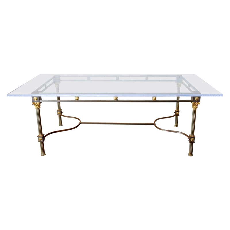 Maison Jansen Steel Brass Neoclassical Style Dining Table