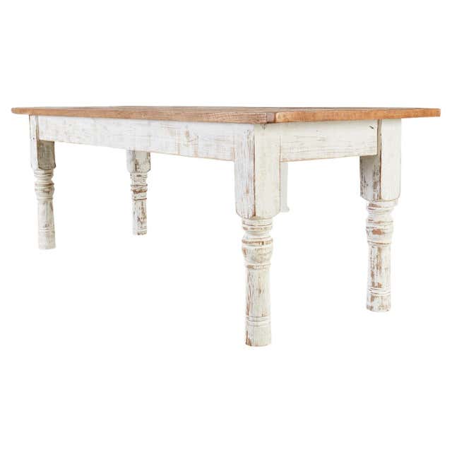 Rustic Country Reclaimed Painted Pine Farmhouse Dining Table