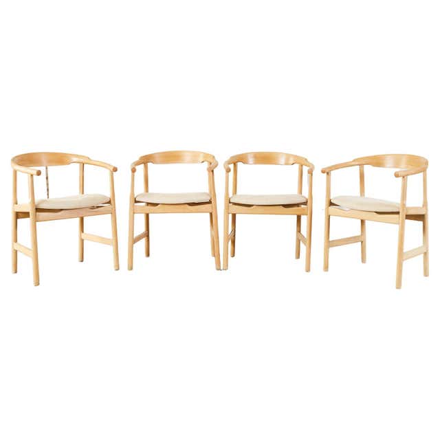 Set of Four Midcentury Danish Style Birch Armchairs