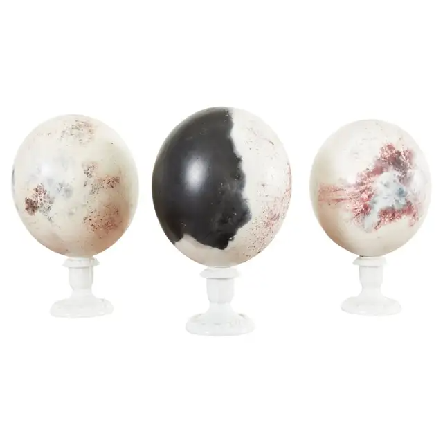 Set of Three Painted Dyed Ostrich Egg Specimens
