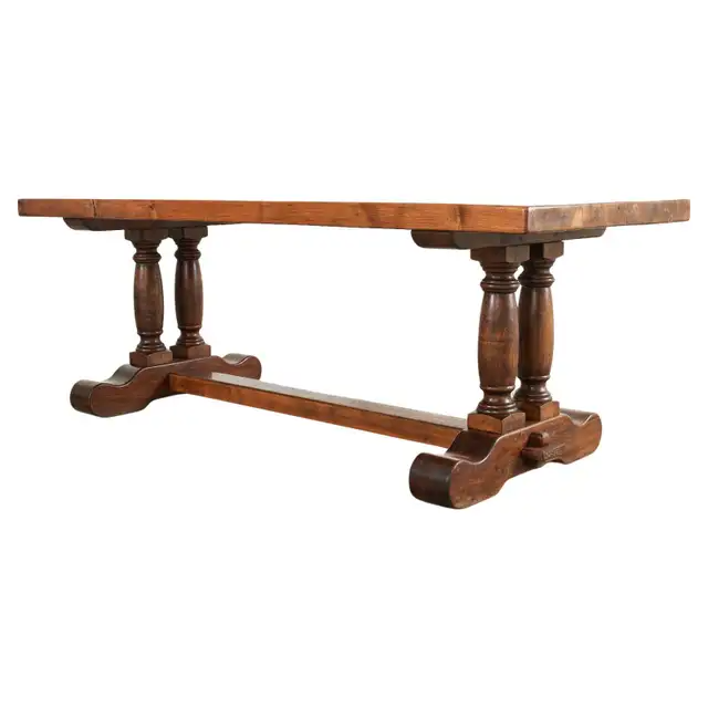 Country French Walnut Farmhouse Trestle Dining Table