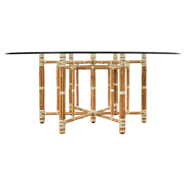 McGuire Organic Modern Blonde Bamboo Hexagonal Dining Table