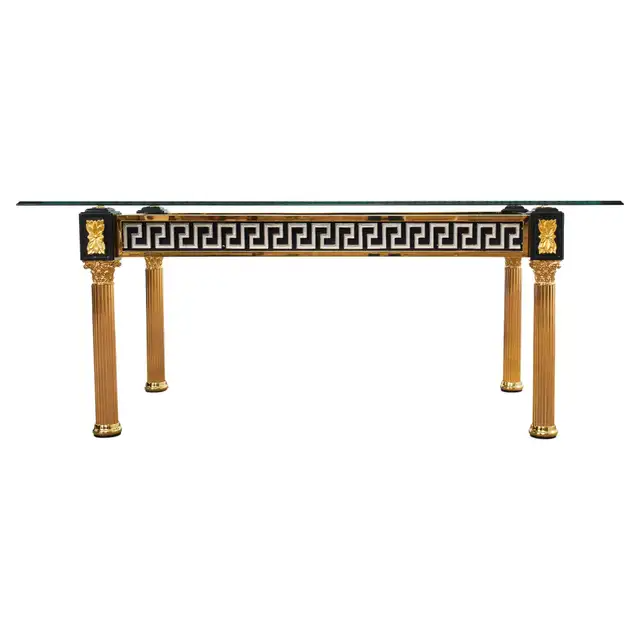Neoclassical Style Gilded Metal Dining Table After Versace
