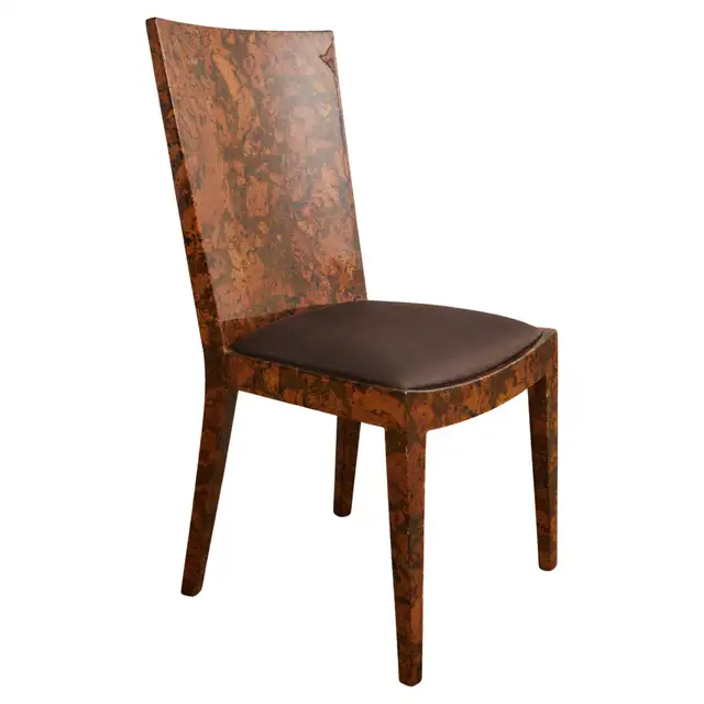 Karl Springer JMF Chair Lacquered Burlwood Patchwork