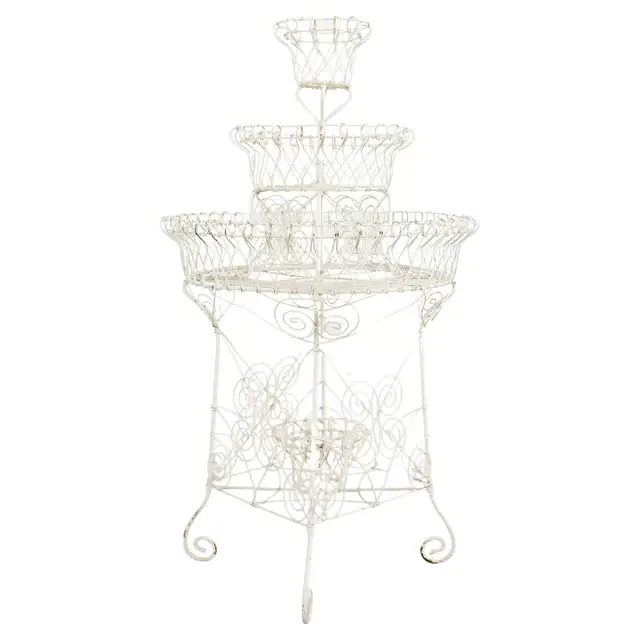 English Late Victorian Three Tier Iron and Wire Garden Plant Stand