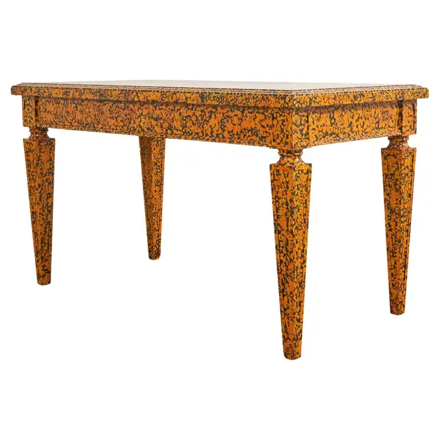 English Regency Style Speckled Library Table by Ira Yeager