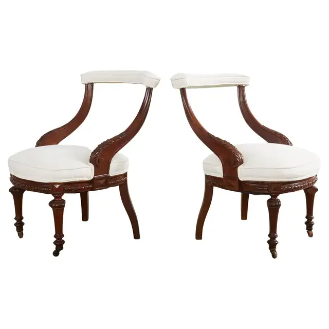 Pair of English Regency Period Mahogany Cock Fighting Chairs