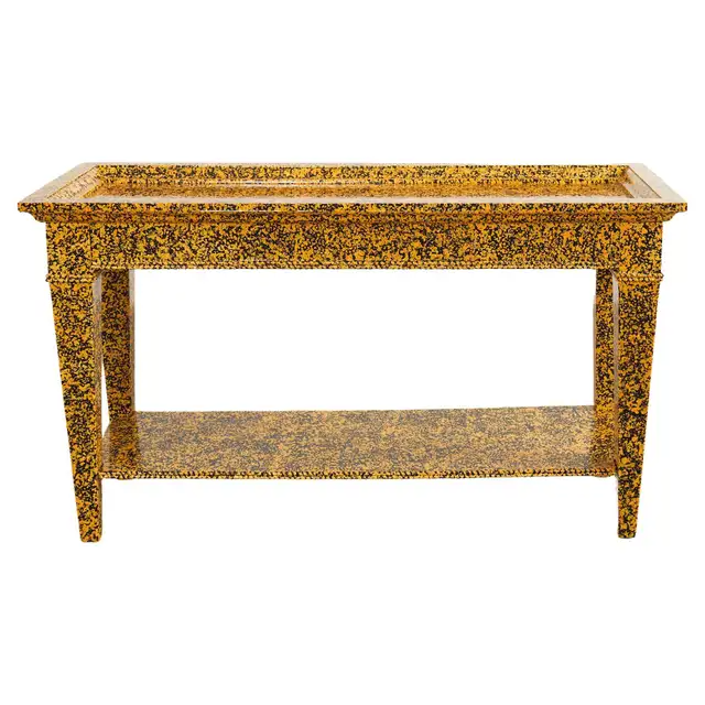 English Regency Style Two Tier Console Speckled by Ira Yeager