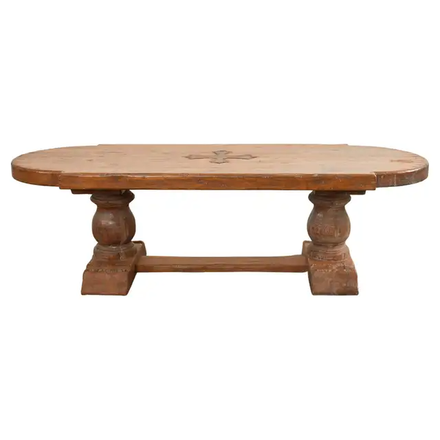 Grand Country French Oak Farmhouse Dining Table Demilune Ends