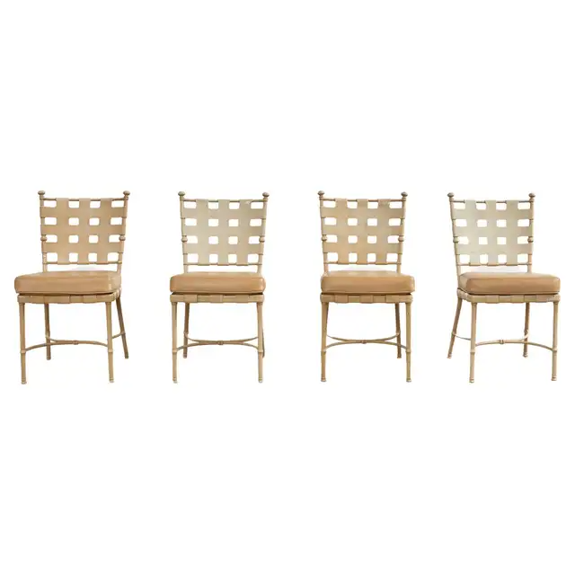 Set of Four Brown Jordan Neoclassical Style Garden Dining Chairs