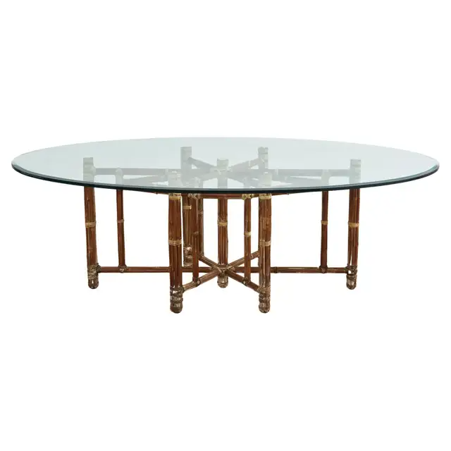 McGuire Organic Modern Oval Bamboo Rattan Dining Table