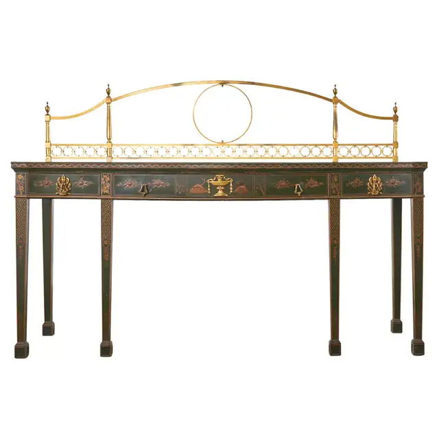 George II Style Mahogany Chinese Chippendale Lacquered Huntboard Sideboard