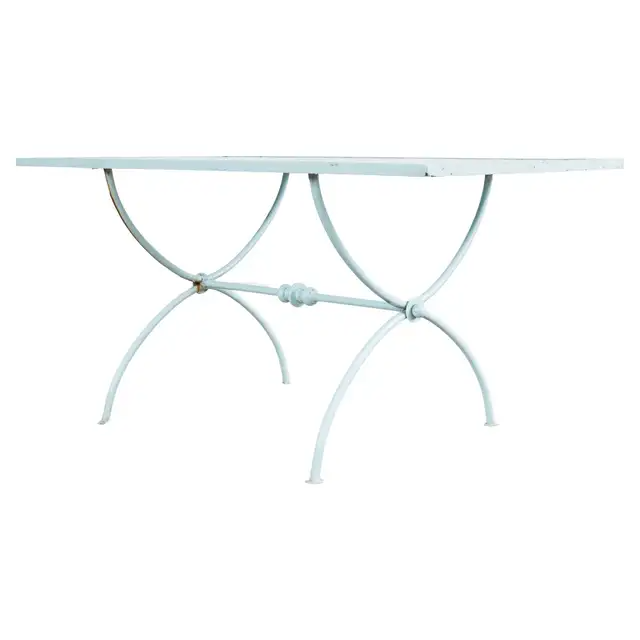 Neoclassical Style Iron Curule Leg Garden Dining Table