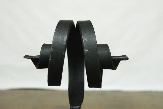 Pair of Arts & Crafts Ram’s Head Wrought Iron Andirons