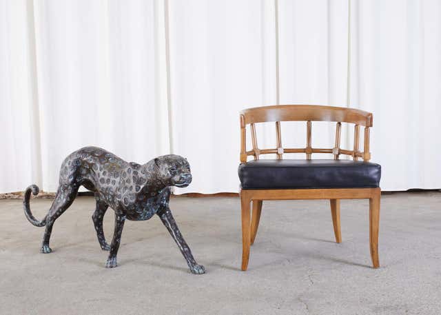 Hollywood Regency Style Patinated Bronze Cheetah Sculpture