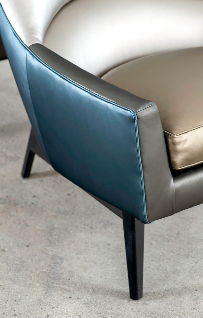 Pair of Jen Risom for Ralph Pucci Metallic Space Age A-Chairs