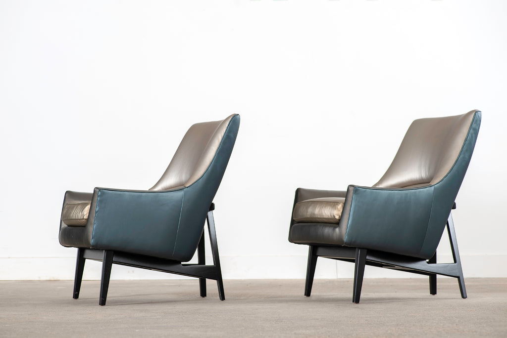 Pair of Jen Risom for Ralph Pucci Metallic Space Age A-Chairs