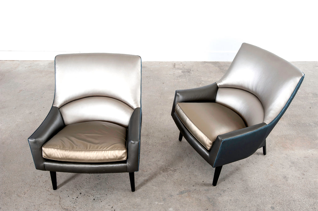 Pair of Jen Risom for Ralph Pucci Metallic Space Age A-Chairs