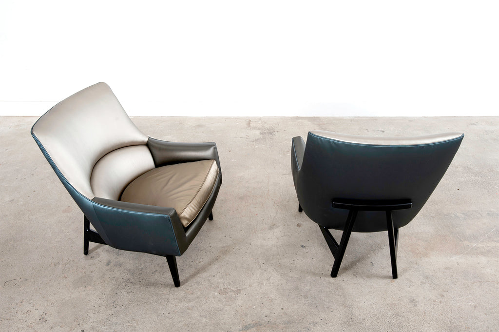 Pair of Jen Risom for Ralph Pucci Metallic Space Age A-Chairs