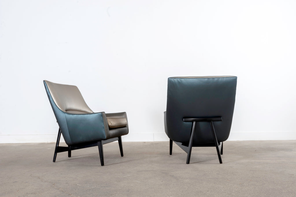 Pair of Jen Risom for Ralph Pucci Metallic Space Age A-Chairs
