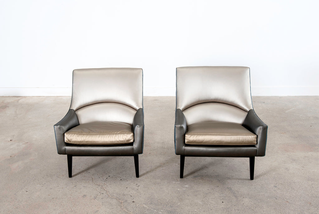 Pair of Jen Risom for Ralph Pucci Metallic Space Age A-Chairs