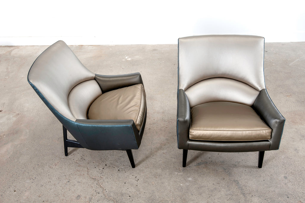 Pair of Jen Risom for Ralph Pucci Metallic Space Age A-Chairs