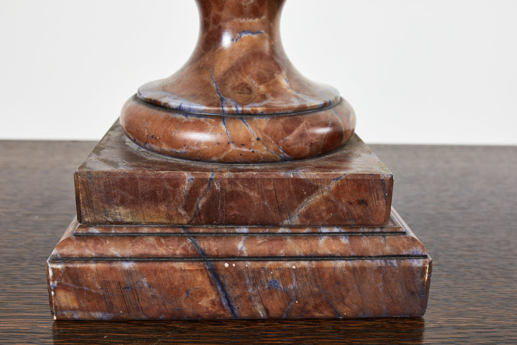 Pair of Neoclassical Style Carved Alabaster Acorn Table Lamps