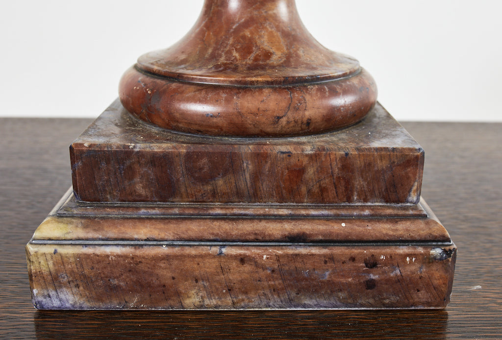 Pair of Neoclassical Style Carved Alabaster Acorn Table Lamps
