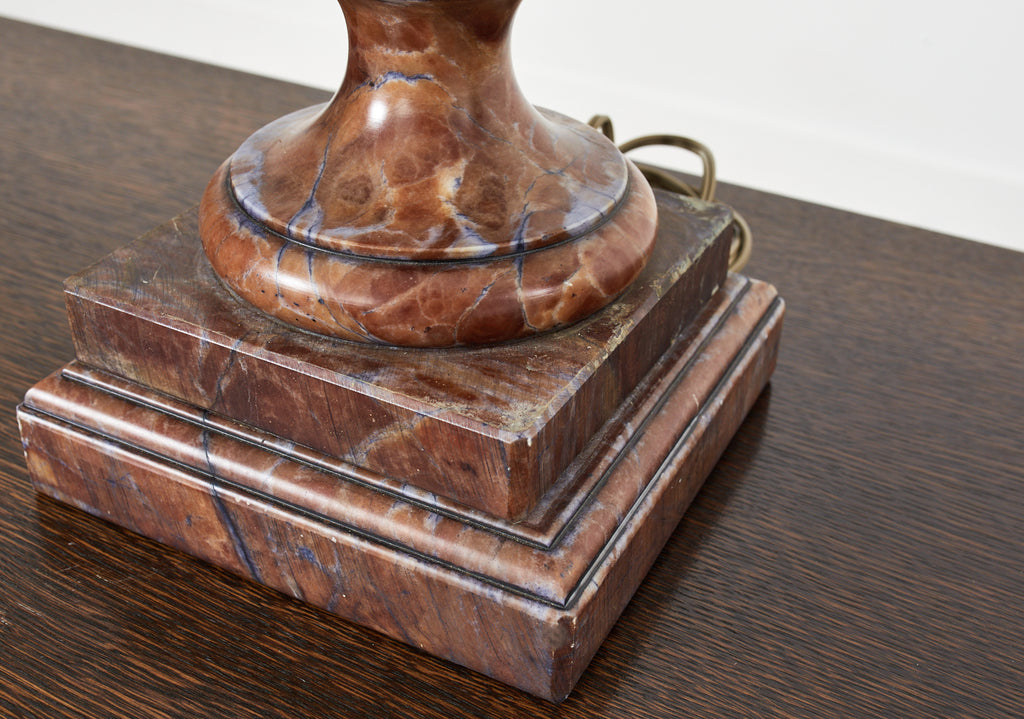 Pair of Neoclassical Style Carved Alabaster Acorn Table Lamps
