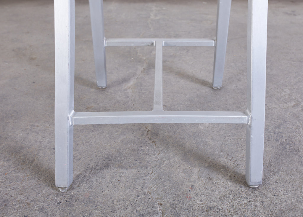Set of Six Emeco Navy Counter Stools in Brushed Aluminum