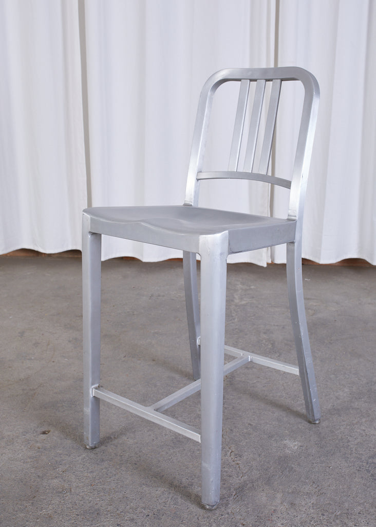 Set of Six Emeco Navy Counter Stools in Brushed Aluminum