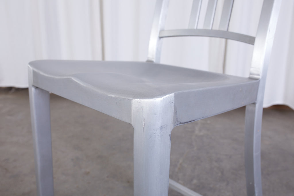 Set of Six Emeco Navy Counter Stools in Brushed Aluminum